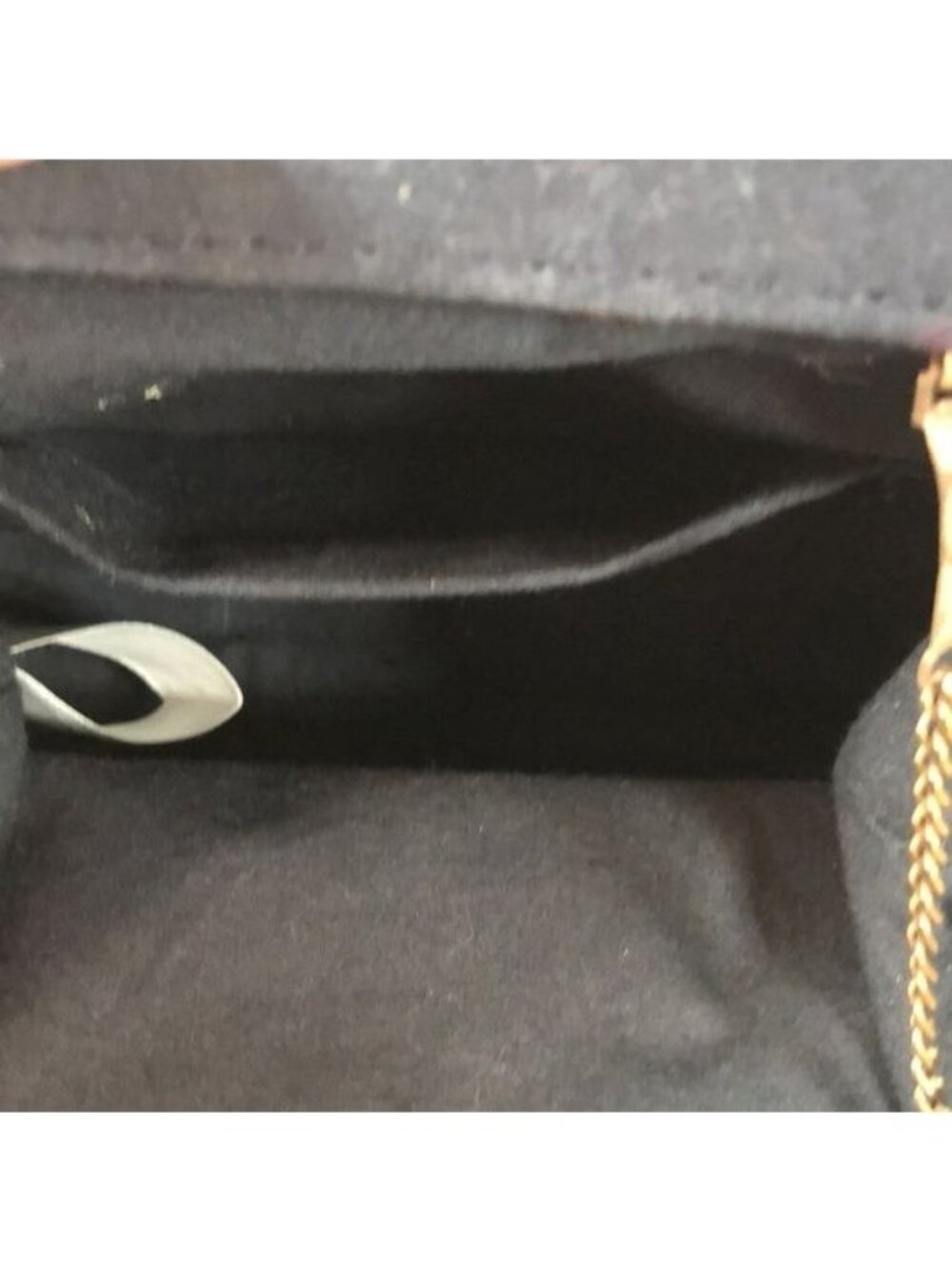 Anthropologie Womens Mollie Black Velvet Clutch Purse Bag with Chain Strap - Picture 6 of 11